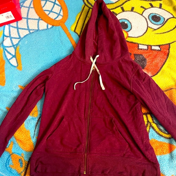 Zip- Up Burgundy Hoodie - Picture 1 of 2